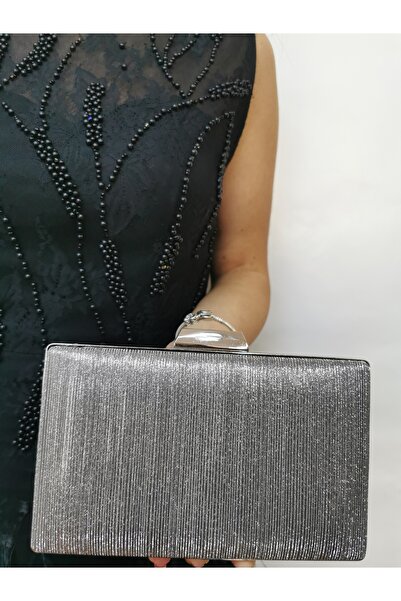 BEEGİ CONCEPT Women's Laser Platinum Evening Clutch Night Chain Wedding Bag
