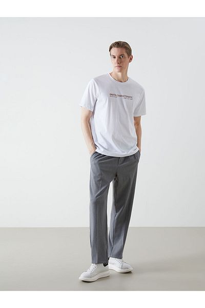 LC Waikiki Tricou pentru bărbați din bumbac pieptănat cu imprimeu cu decolteu rotund de sezon nou - S5KR58Z8
