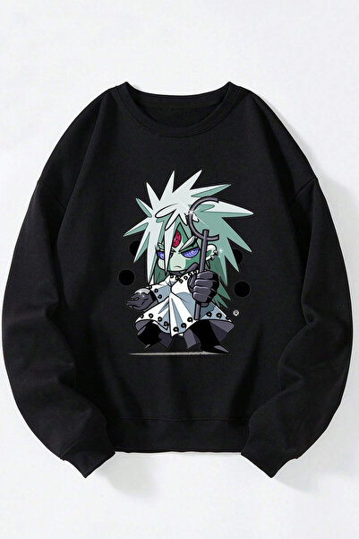 Anetos Hanorac unisex Naruto Uchiha Madara Juubi, negru, guler rotund din bum...