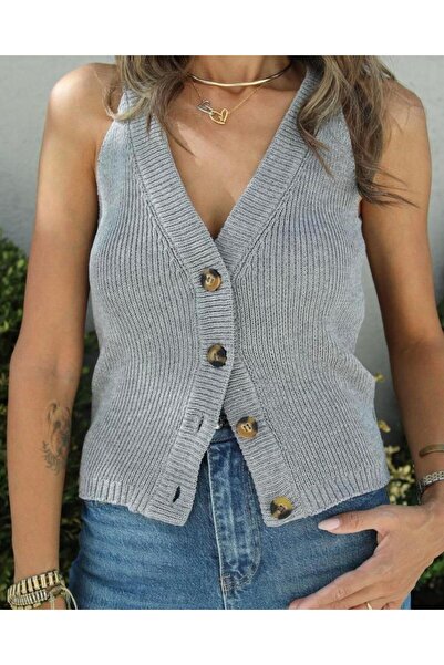 Aysha Butik Halter Yaka Triko Yelek