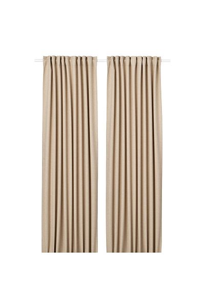 erorex Room darkening curtains, 1 pair, with heading tape/beige, 145x300 cm