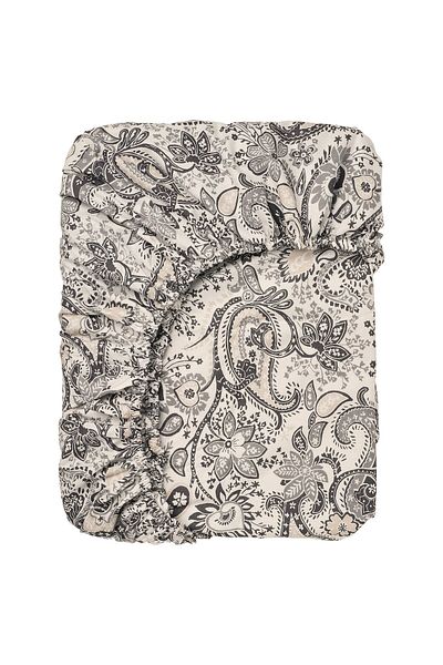 erorex Fitted sheet, grey/white, 180x200 cm