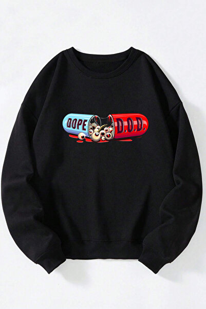 Anetos Dope Dod Unisex Negru Guler Rotund Bumbac Sweatshirt