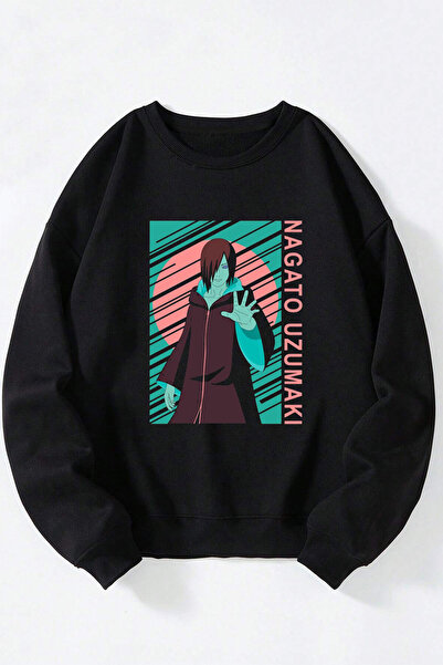 Anetos Naruto Nagato Uzumaki Unisex Negru Guler Rotund Bumbac Sweatshirt