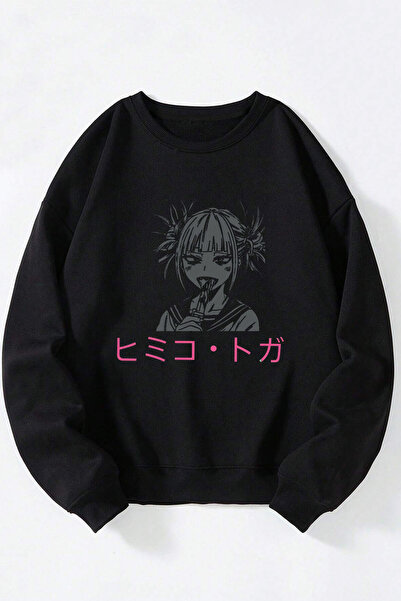 Anetos Φούτερ Toga Himiko Unisex Μαύρο Βαμβακερό με λαιμόκοψη