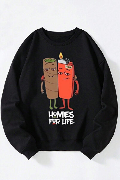 Anetos Homıles For Life Unisex Sweatshirt Negru Cu Guler Rotund Din Bumbac