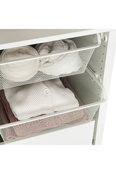 erorex Mesh basket with pull-out rail, white, 50x58 cm