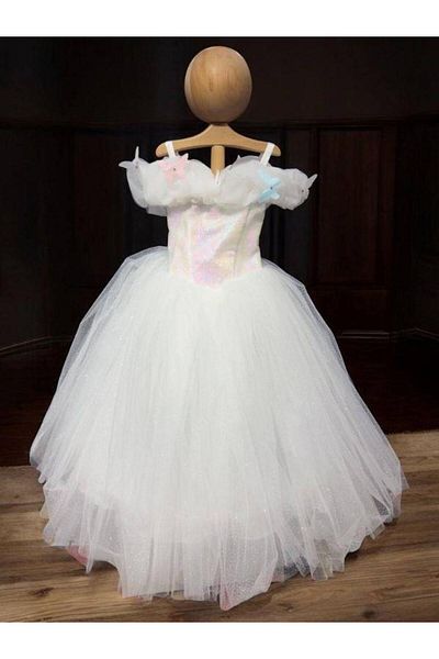 Okay Girl's Princess Collar Butterfly Embroidered Sequin Turndown Evening Dress