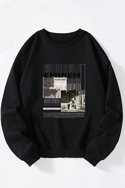 Anetos Eminem Unisex Чорна бавовняна кофта з коміром-стійкою