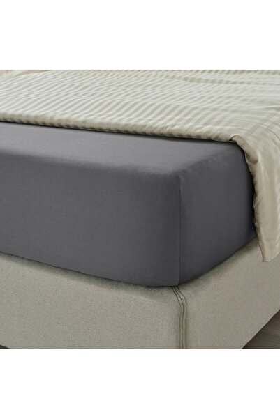 erorex Fitted sheet, dark grey, 160x200 cm