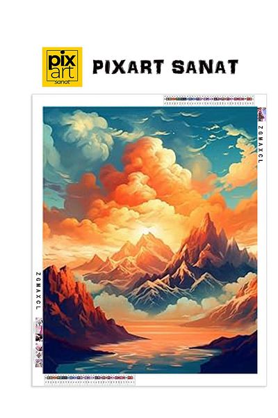 pixartsanat Mountains and Clouds 30X40 Pixart Art Diamond Mosaic Painting Diamond Türkiye