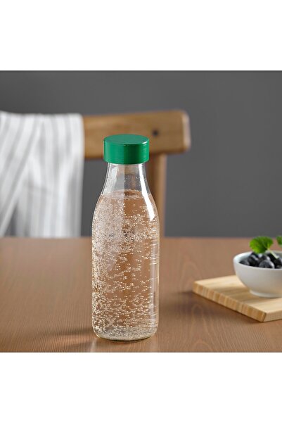 erorex Water bottle, clear glass/green, 0.5 l