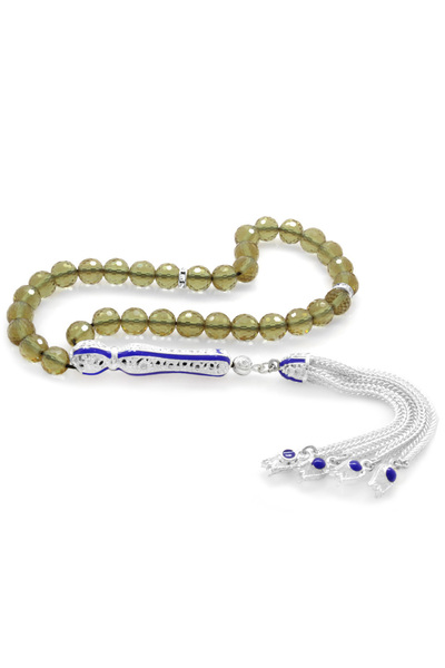 Tesbihane Alpaka Püsküllü Mavi Mineli Küre Kesim Sultanit Tesbih