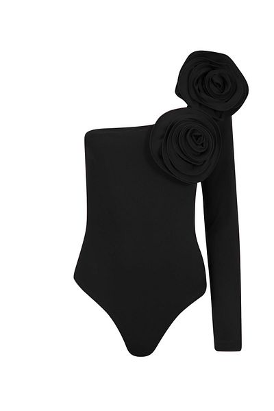 La Sarta Body de damă Elba negru cu detalii trandafiri