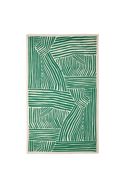 Generic Tablecloth, patterned off-white/dark green, 145x240 cm