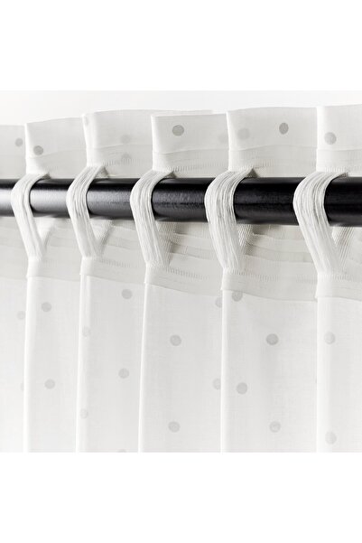 erorex Curtains with tie-backs, 1 pair, dotted/white, 120x300 cm