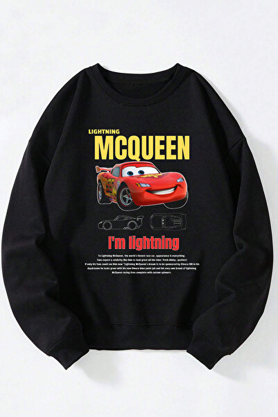 Anetos Macqueen unisex negru guler rotund bumbac sweatshirt