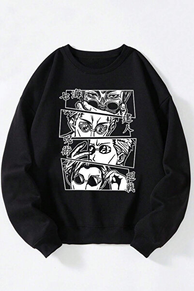 Anetos Anime Heroes Unisex Negru Guler Rotund Bumbac Hanorac