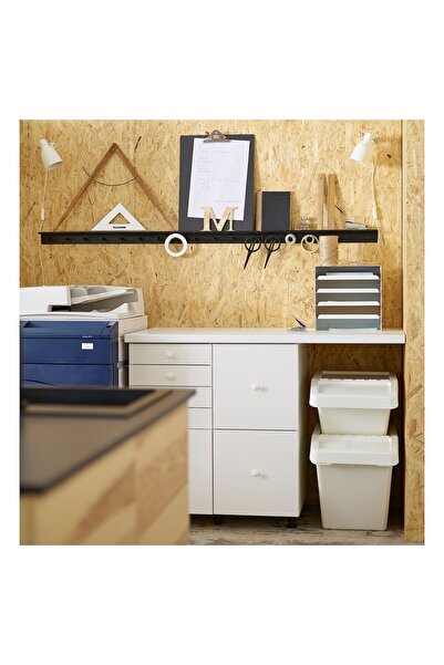 erorex Waste sorting bin with lid, white, 60 l