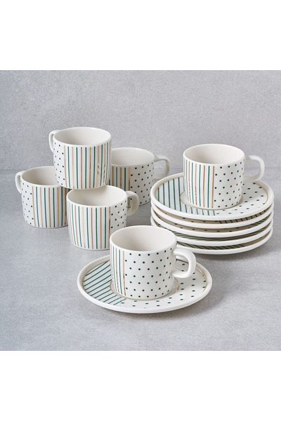 Güral Porselen Güral Porcelain Mental - 12-Piece Set of 6 Winter Coffee Cups 6548
