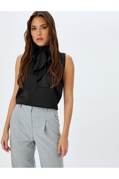 Koton Black Satin Blouse For Women