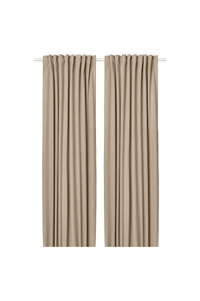 erorex Room darkening curtains, 1 pair, with heading tape/yellow-beige, 135x300 cm