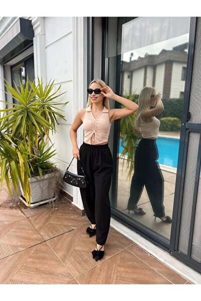 For Angels Льняні штани з еластичним поясом і вузькими штанинами