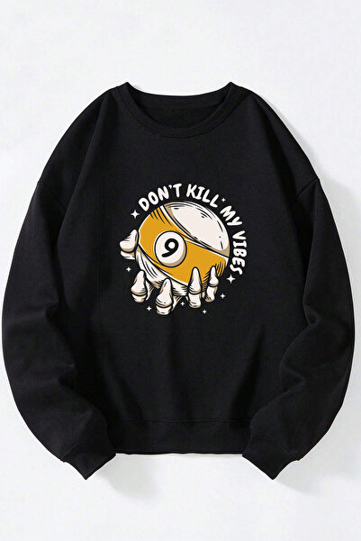 Anetos Minge de biliard unisex negru guler rotund bumbac Swea tricou