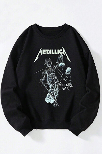 Anetos Μαύρο φούτερ από βαμβάκι με λαιμόκοψη ποδηλατικού τύπου Matallıca And ...