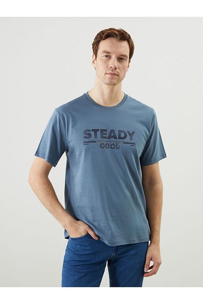 LC Waikiki New Season Crew Neck εμπριμέ χτενισμένο βαμβακερό ανδρικό Tisort - S5K358Z8