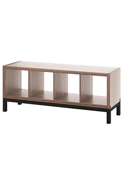 Generic Shelving unit with underframe, walnut effect/light grey black, 147x59 cm