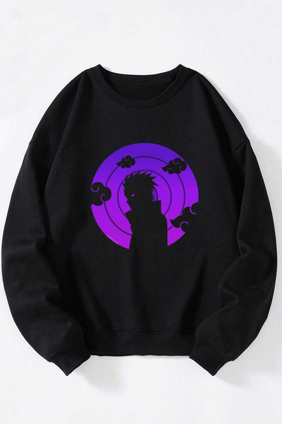 Anetos Φούτερ Pain Mor Akatsuki Unisex Μαύρο με λαιμόκοψη από βαμβάκι