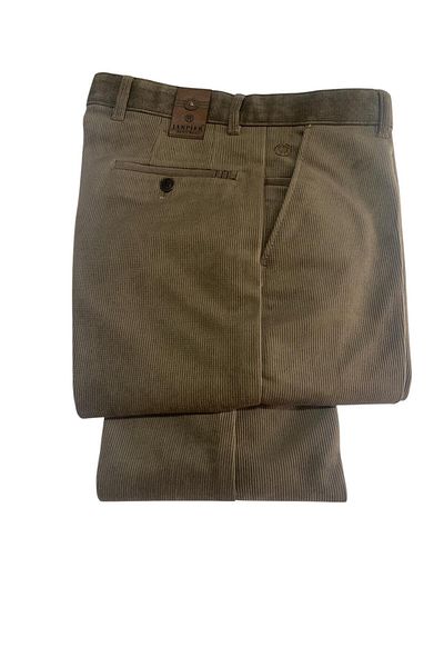 BURSPA Casual Cut Winter Light Green Men's Velvet Trousers with Fleece Inside