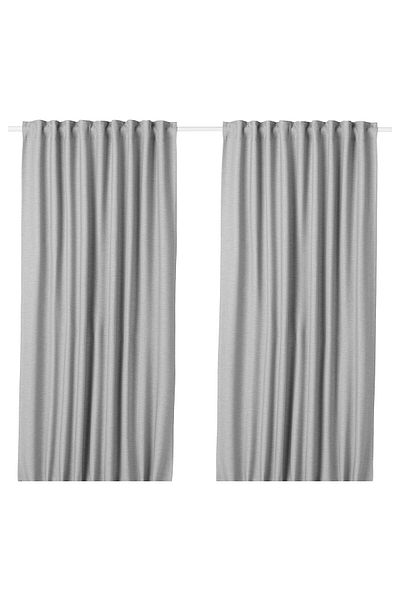 erorex Room darkening curtains, 1 pair, with heading tape/grey, 145x300 cm