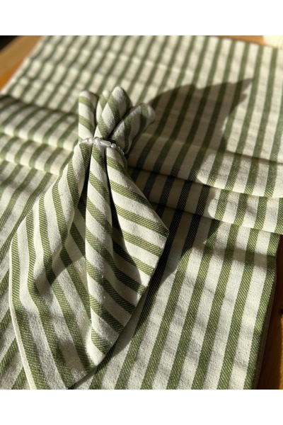 Elegancembroidery Linen Striped Runner, 40 X 110 cm