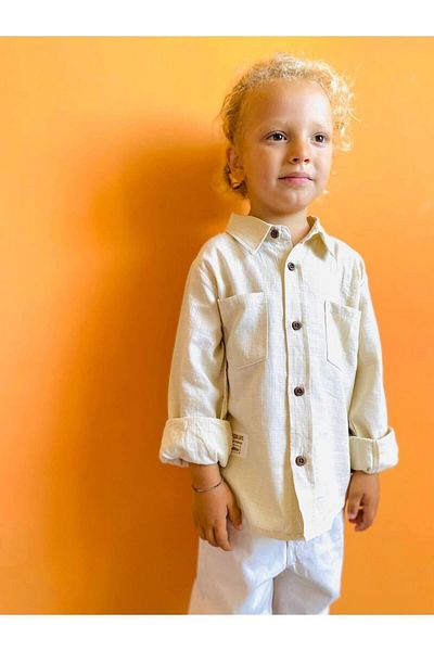 Tudekids Tude Kids New Season Boy's Shirt - Ecru Linen