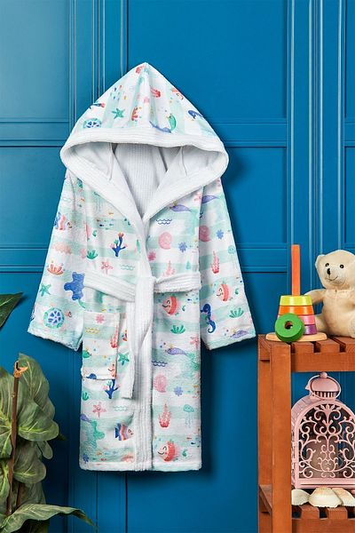 VEVİEN HOME Underwater Digital Printed Children's Bathrobe