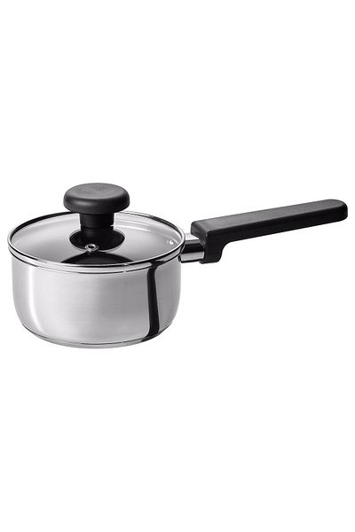 erorex Saucepan with lid, non-stick coating clear glass/stainless steel, 1 l