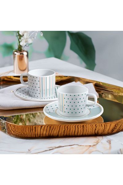 Güral Porselen Güral Porcelain Mental - 12-Piece Set of 6 Winter Coffee Cups 6548