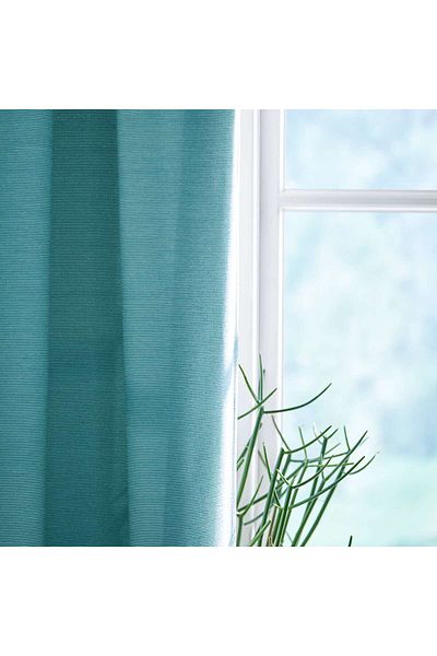 erorex Room darkening curtains, 1 pair, with heading tape/white/turquoise, 145x300 cm