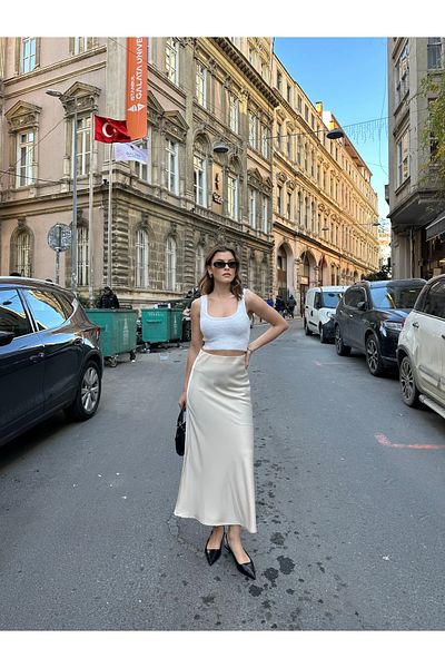 VOLT CLOTHİNG Crep-Satin-Rock für Frauen