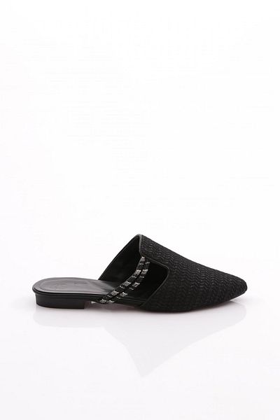DGN Papuci de damă cu sclipici negru decorați cu piatră - 2623497216842322