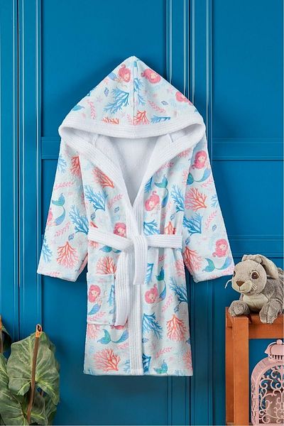 VEVİEN HOME Mermaid Digital Printed Children's Bathrobe
