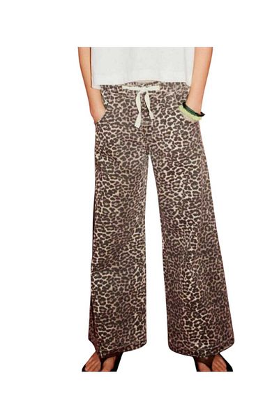 Uğur bebe Nou SEZON Fete Copii Blugi Leopard Pantaloni de pânză cu picioare largi cu talie reglabilă