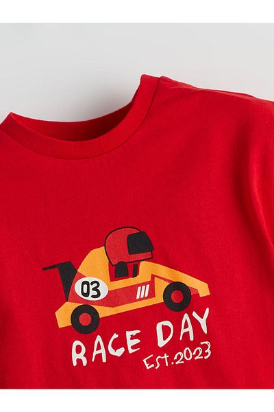 LC Waikiki Lcw Eco Red Crew Neck Printed Baby Boy T-Shirt