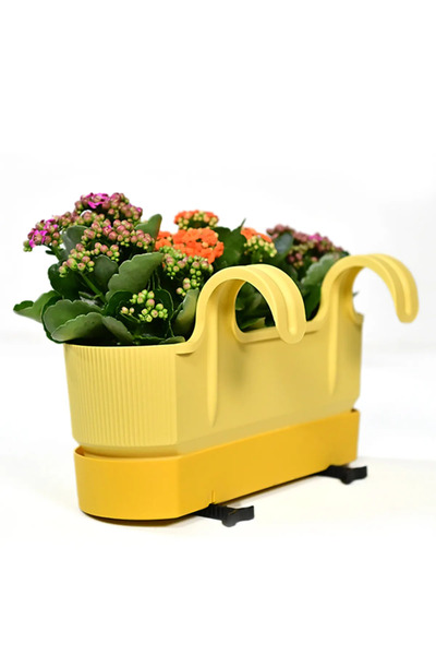 BiDünya 5,8 Litre Çift Askılı Drenaj Tabaklı Balkon Saksı