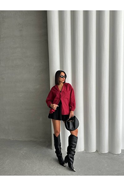 Neşeli Butik ženska Oversize kroj Sa detaljem džepa Poplin košulja NBG072