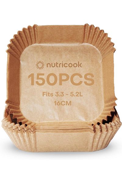 Nutricook 150pcs Disposable Air Fryer Liner, Water/oil proof for Baking, Roasting, and Air Frying, 16cm Square