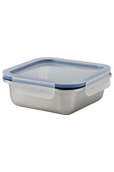 erorex Food container with lid, square stainless steel/plastic, 600 ml