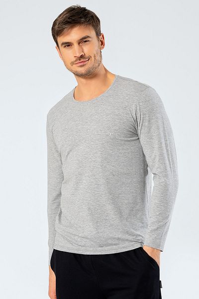 Cacharel 1333 Tricou cu mânecă lungă cu decolteu O pentru bărbați - gri